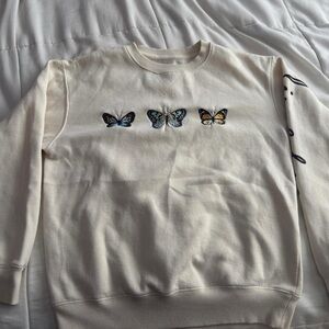 Charlotte Russe Cream Sweater with Butterfly Design